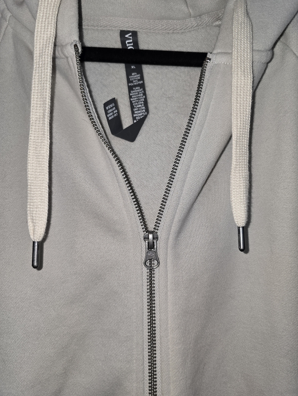 Vuori Restore Full Zip Hoodie Bone/Cream Color Oversized Organic Cotton Size XL - Picture 4 of 12